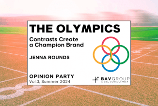 Image of a running track with words The Olympics: Contrasts Create  a Champion Brand | BAV Group | Opinion Party Vol 3. | Summer 2024